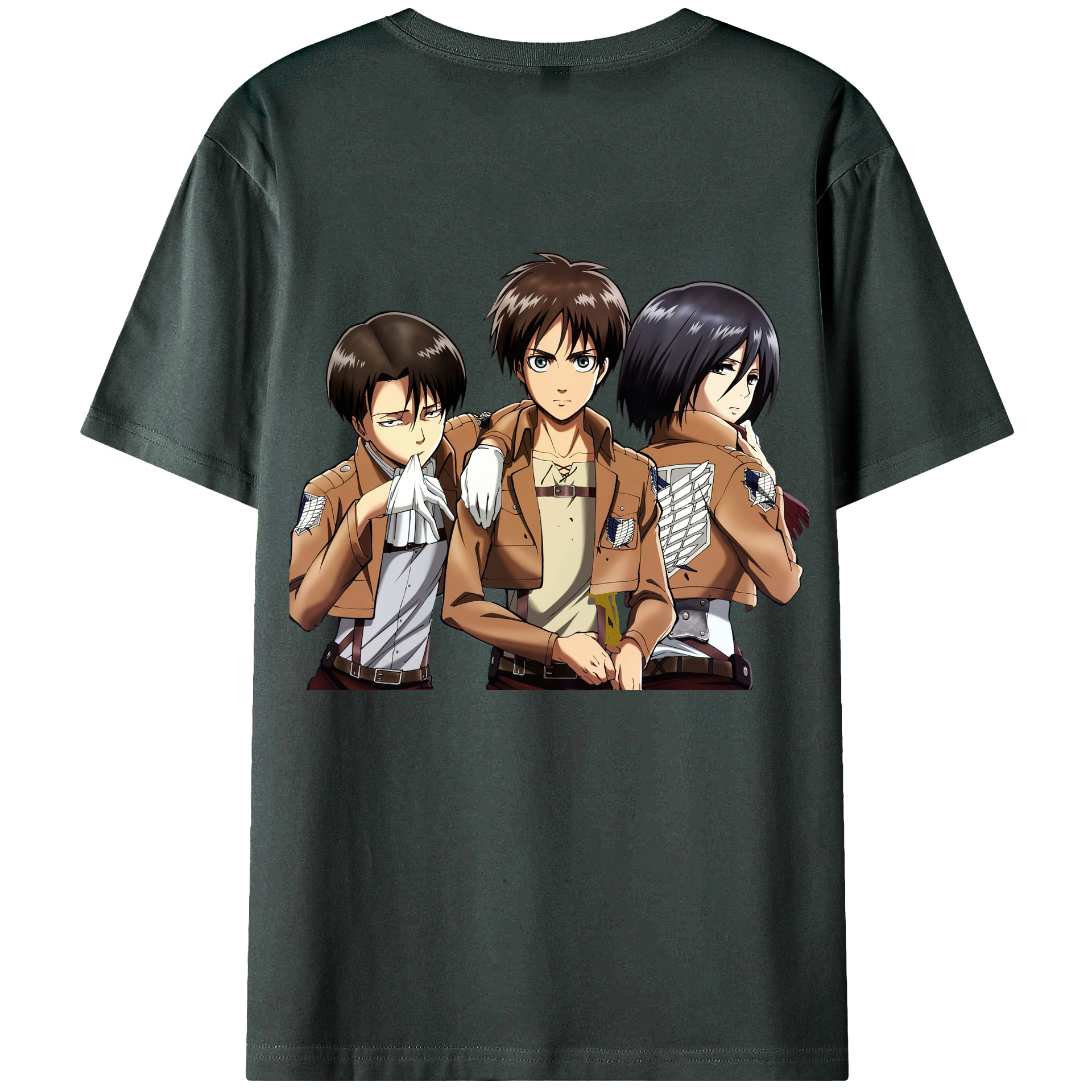 （画像用） 進撃の巨人 エレン･イェーガー Attack on Titan Eren Jäger 綿100％ メンズ半袖Tシャツ（バックプリント） 通気性